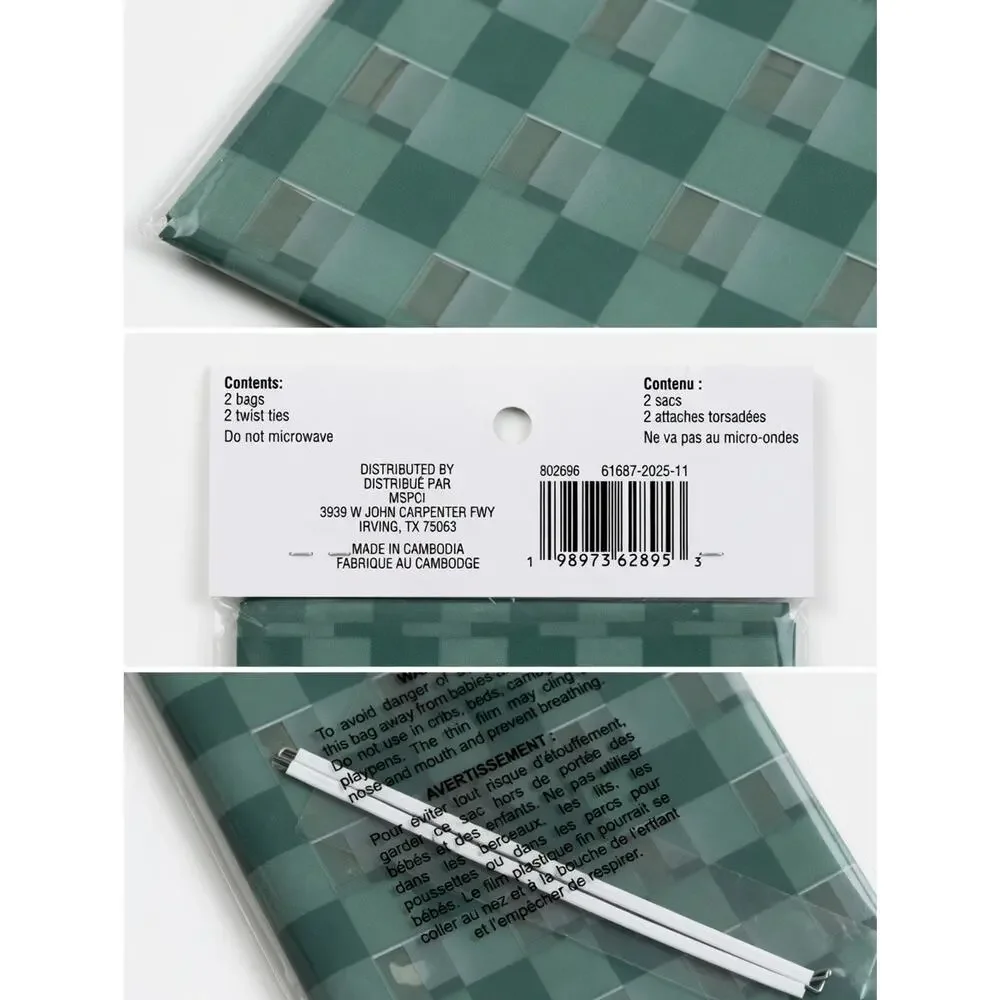 Celebrate It Green Gingham Cellophane Gift Bags